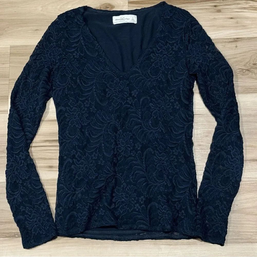 Abercrombie and Fitch Blue Lace Long Sleeve Top Shirt Women’s Small
